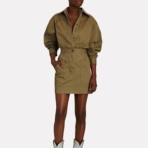 Shona Joy Chiara Utility Mini Dress Green Khaki Long Sleeve Dress Cargo Boiler 8